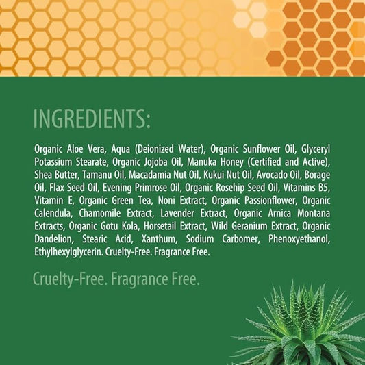 Green Leaf Naturals Manuka Honey Eczema Cream Moisturizing Lotion Fragrance Free for Psoriasis Relief - Itchy, Dry Skin Ointment - Skin Soothing Moisturizer - Body & Face Cream - Kids & Adults 4oz