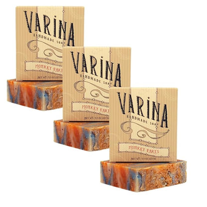 Natural Monkey Farts Bar Soap - Gentle Cleansing for Sensitive Skin, Fruity - 3 Pack