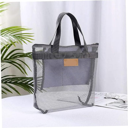 Mesh Shower Caddy Portable Hanging Quick Dry Bath Tote Organizer for Beach Swimming Grey Portable Bathtub Bag, Hanging Bathtub Storage Bag, Bathroom Storage Basket, Bath Organizer, Mesh