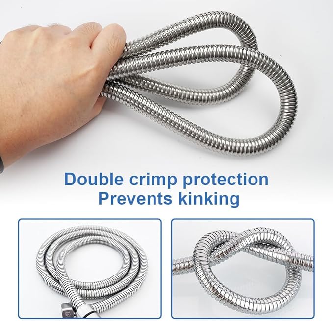 59 Inch Shower Hose, Chrome Kink Free Stainless Steel Handheld Shower Head Hose Attachment with Brass Insert, Ultra-Flexible Replacement for Bathroom, Bidet, Extra Long Anti-Winding Hose