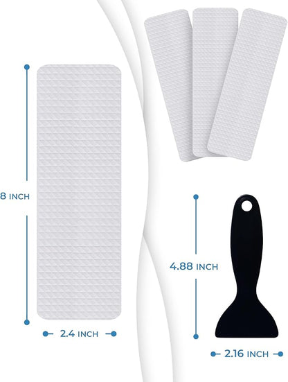 XXL Anti Slip Shower Stickers 12 PCS, Invisible Non-Slip Shower Strips for Adults, Premium Adhesive Bath Tub Stickers (Clear)