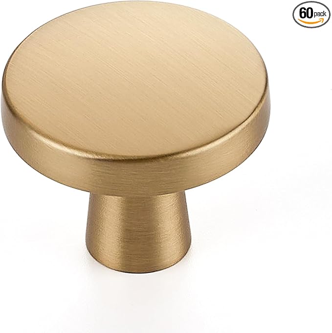 Ravinte 60 Pack Drawer Pulls 1-1/4 Inch Kitchen Cabinet Knobs Solid Round Dresser Drawer Knobs Champagne Bronze Dresser Knobs Drawer Knobs Simple Cabinet Hardware for Cupboard Drawer Pulls