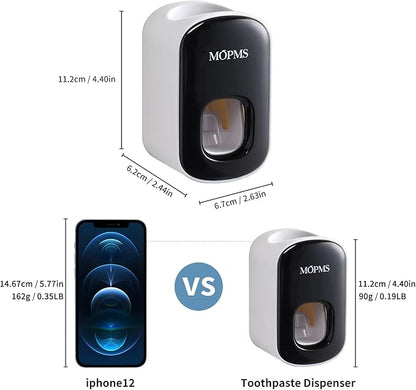 MOPMS Toothpaste Dispenser Wall Mounted for Bathroom Automatic Toothpaste Squeezer for Kids and Adult (Black-1Pcs)