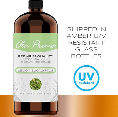 Ola Prima Lemon Eucalyptus Essential Oil - Therapeutic Grade Aromatherapy Oil for Diffuser, Cleaning (16oz Bulk)