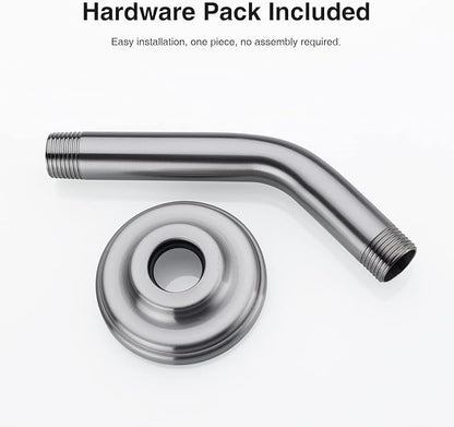 6 Inch Angled Shower Arm with Flange Stainless Steel Wall Mounted Extension Arm for Top Shower Head,Brushed Nickel