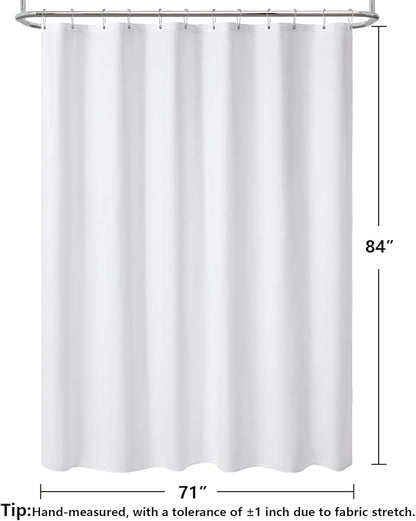 120GSM Ultimate Waterproof Fabric Shower Curtain Liner - TPU Lamination Technology with 3 Magnets,Machine Washable,71x84 Inch Soft Cloth Shower Curtain or Shower Liner,for Bathroom(White)