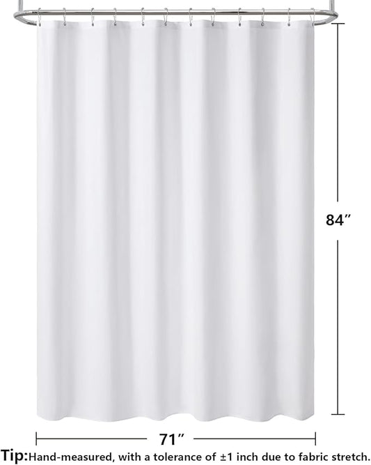 120GSM Ultimate Waterproof Fabric Shower Curtain Liner - TPU Lamination Technology with 3 Magnets,Machine Washable,71x84 Inch Soft Cloth Shower Curtain or Shower Liner,for Bathroom(White)