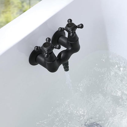 SUMERAIN Vintage Leg Tub Filler 3-3/8-Inch Center Wall Mount Tub Faucet, Cross Handle Matte Black