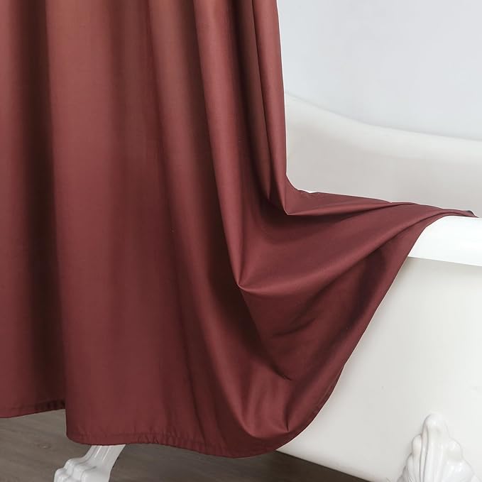 Long Fabric Shower Curtain, Burgundy Ombre Microfiber Cloth Shower Curtains for Bathroom, Modern Waterproof Bathroom Curtains, 72" W x 78" H