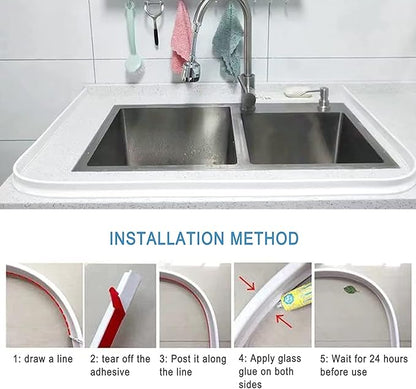 Collapsible Shower Water Guard Water Splash Guard Water Dam Barrier Shower Threshold for Shower Stall, Stay Dry Retainer for Wet and Dry Separation for Bathroom (48") …