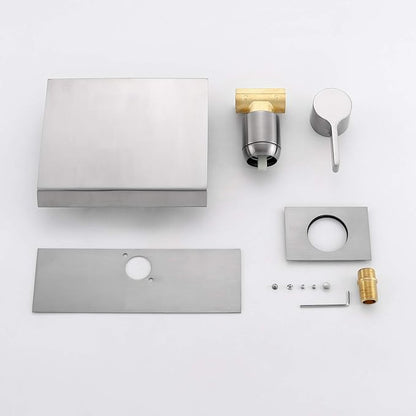 sumerain Waterfall Wall Mount Tub Filler Brushed Nickel with Valve Single Handle Brass High Flow