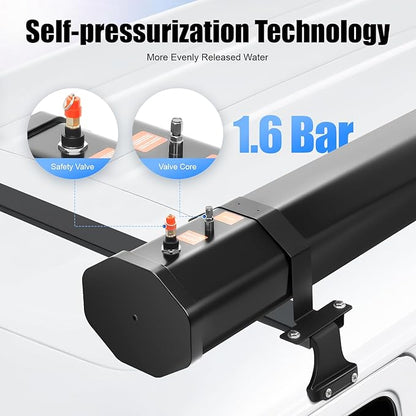 Pressurized Water Tank Portable Roof Rack Water Tank Over-Landing Pressurized Water Tank on Off-Road Vehicle with Shower, Hose & Storage Bag for Camping, Water Storage