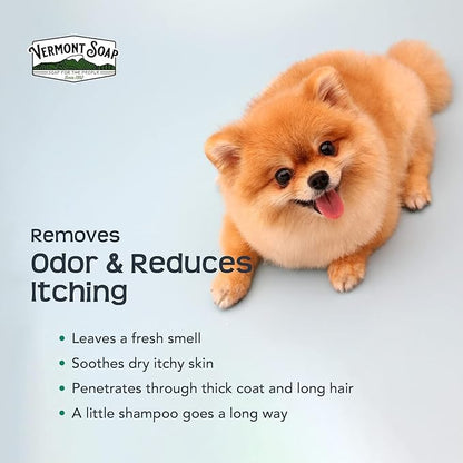 VERMONT SOAP Organics Pet Shampoo - Infused with Organic & Natural Olive Oil, Coconut & Aloe Vera Dog Shampoo for Sensitive Skin - USDA Certified Grooming Pet Shampoo - Unscented (16oz)