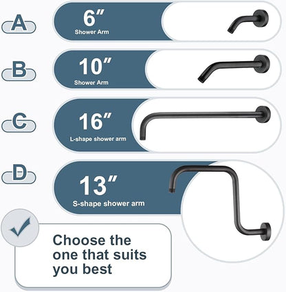 BRIGHT SHOWERS Shower Arm with Flange 10 Inches Solid Brass Shower Head Extension Arm, Wall Mounted Shower Pipe Arm for Rainfall Shower Head and Handheld Showerhead, Oil-Rubbed Bronze