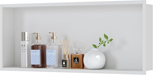 Neodrain 30X12Inch Shower Niche, White Stainless Niche NO Tile Needed Recessed Shower Shelf for Bathroom Storage
