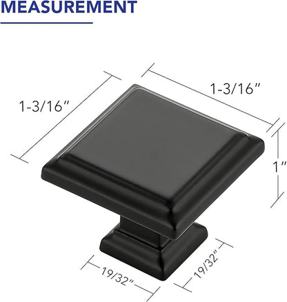 Ravinte Hardware 10 Pack Kitchen Cabinet Pulls Square Drawer Single Hole Handles Matte Black for Cupboard Gold Dresser Solid