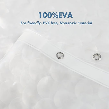 WELTRXE EVA 8G Shower Curtain Liner, 72x72 Inch 3D Clear Bubble Heavy Duty Waterproof Shower Curtain Liner with Magnets Thick Plastic Shower Curtains Weighted Bathroom Shower Liner, 12 Hooks