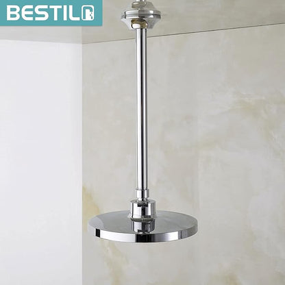 BESTILL 12 Inch Ceiling Mount Rain Shower Head Arm and Flange, Chrome