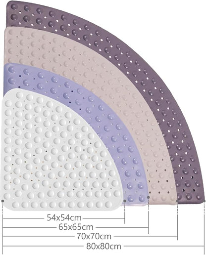 Mrcrypos Corner Shower Mats 31 x 31 Inches Bath Mat with Suction Cups and Drain Holes, Quick Dry Anti Slip Bathmat Machine Washable Shower Stall Mats for Bathroom, White