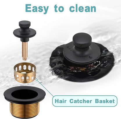 BESTILL Lift and Turn Bathtub Drain Bath Tub Trim Set Conversion Kit, Matte Black