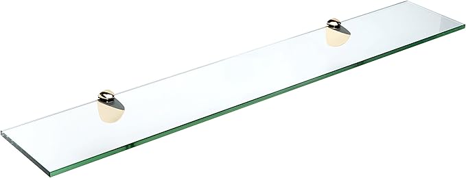 Spancraft Glass P-4.75x12-Brass Peacock Glass Shelf, Brass, 4.75" x 12"