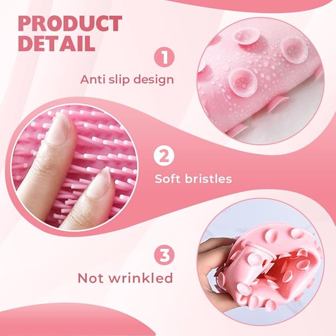 Silicone Shower Foot Scrubber Mat, 2025 Upgraded Exfoliating Bath Pad with Non-Slip Suction Cups Wall Mounted Foot Cleaning Mat (Grey)