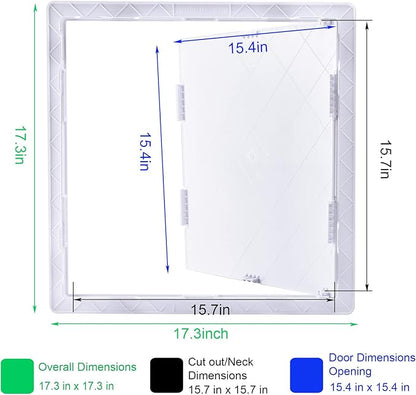 Plumbing Access Panel for Drywall 16 x 16 Inch Plastic Access Door Removable Wall Access Panel Ceiling Reinforced Hinged Durable White
