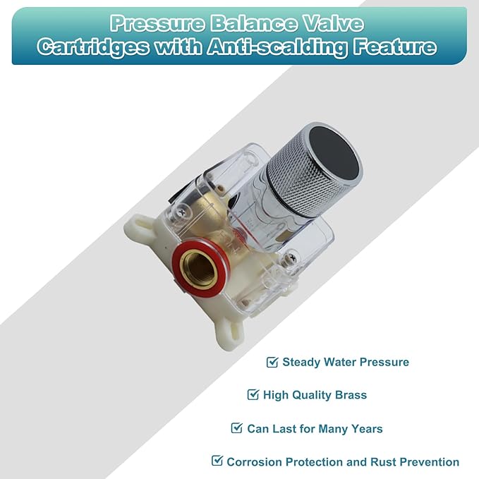 Digital Display Shower Valve Shower Valve Single Way Shower Diverter Valve Shower Mixing Valve Can Use All the Time Polished Chrome
