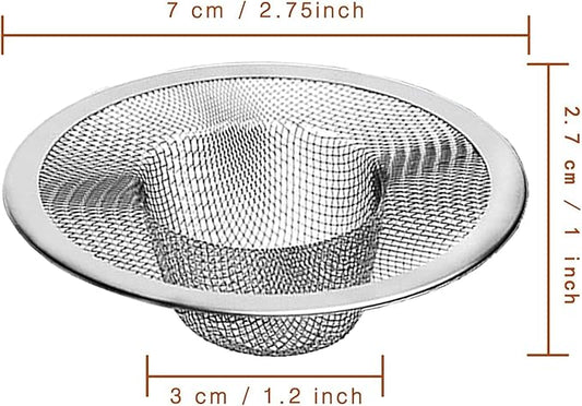 Heavy Duty Stainless Steel Slop Basket Filter Trap Mesh Metal Sink Strainer Perfect for Kitchen Sink/Bathroom Bathtub Wash Basin Floor Drain Balcony Drain Hole Utility (2.75" 100pcs)