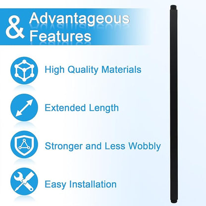 Ceiling Mount Shower Arm with Flange 20 Inches Square Straight Extender Extension Pipe Replacement, Long Shower Arm For Fixed Rain Shower Head or High Ceiling,Matte Black