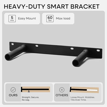 Homeforia Wood Floating Shelf 12 inch, High End Solid Natural Wood 12inch Floating Shelves for Wall Mounted, Unfinished Small Wooden Floating Shelves, Heavy Duty Bracket, 12 X 6.5 X 1.75 in, Set of 3