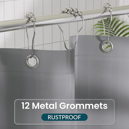 Titanker Plastic Shower Curtain Liner, 72x72 Grey Shower Liner Lightweight PEVA Shower Curtains for Bathroom, Waterproof Shower Liner with Magnets and Rustproof Grommet Holes