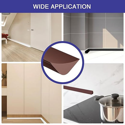 Flexible Molding Trim, Flexible Bendable Adhesive Caulking Strip, Molded Trim, Peel and Stick Home Decorative Edge for Bathroom, Kitchen, Floor, Wall (Dark Brown, 0.83in x 0.24in x 10ft)