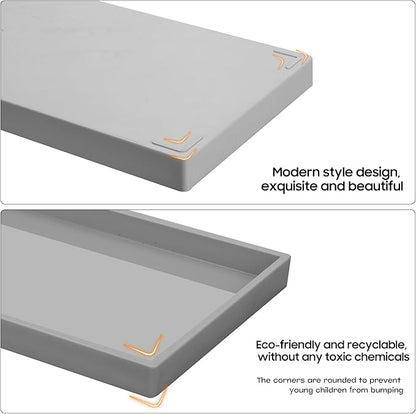 Vanity and Bathroom Tray, 6.3" ABS Countertop Organizer,Waterproof Vanity Tray for Toilet Tank,Perfume,Soap,Keys,Bathroom Accessories,Kitchen and Bath Trays,Non Slip Small Trays,Gray