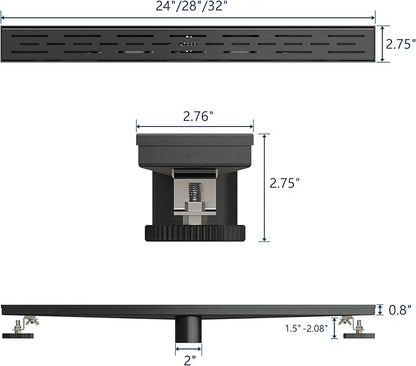 Neodrain 28 Inch Rectangular Linear Shower Drain with Brick Pattern Grate, 304 Stainless Steel Bathroom Floor Drain,Shower Floor Drain Includes Adjustable Leveling Feet, Hair Strainer,Black