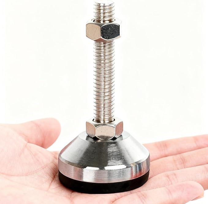Leveler Feet,2-Pack, Cabinet Leveling Feet Adjustable 3.2" Base,M16 Thread,2000 Lb Capacity Heavy Duty Adjustable Leg Leveler Black Carbon Steel PVC D80xM16x80