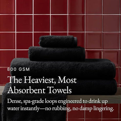 Italic Ultraplush 100% Australian Cotton Hand Towels - Set of 2 Luxury Hand Towels, Ultra Soft and Highly Absorbent 800GSM Towels for Bathroom,Shower, Hotel, and Spa (Black)