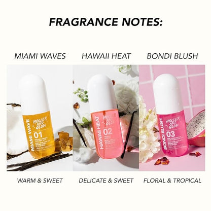 Holler And Glow Miami Wave Salted Caramel Body & Hair Mist, Body Spray For Women, Hair Perfume, Fragrance, Sweet Coconut, Vanilla Scented, Warm & Sweet Fragrance Notes, 8.11 Fl Oz