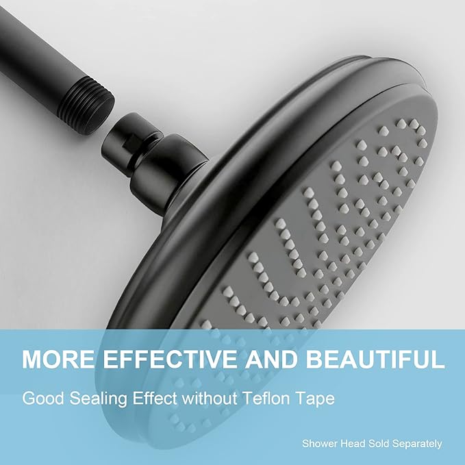 OFFO Shower Arm with Flange, 24 in Ceiling Mount Replacement Rain Shower Head Straight Arm Ceiling-Mounted For Fixed Shower Head & High Pressure Rain, Matte Black