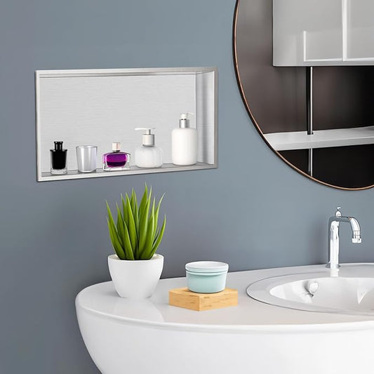 Shower Niche, Stainless Steel Elegant Bathroom Niche, No Tile Needed Recessed Shower Shelf Organizer for Storage