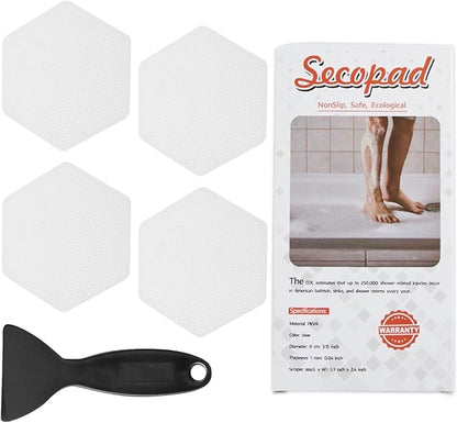 Bathtub Stickers Non-Slip, 36 PCS White Hexagon Safety Shower Treads Adhesive Appliques with Premium Scraper