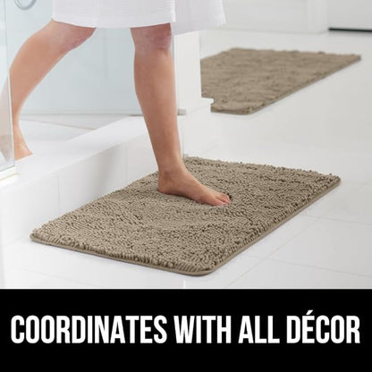 GORILLA GRIP Bathroom Rug Sets, Soft Chenille 2 Piece Area Rugs Set, Toilet Base Mat and 30x20 Carpet, Absorbent Microfiber Washable Mats Dry Quickly, Home Décor and Bath Room Accessories, Gray Beige