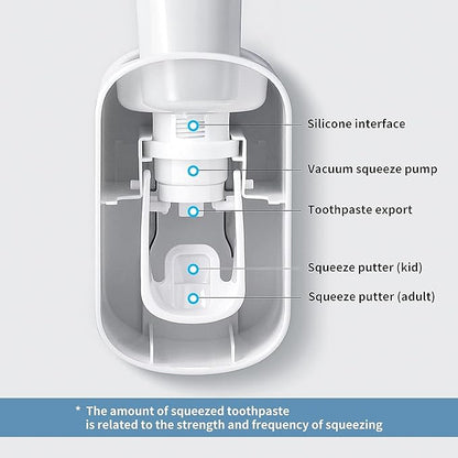 MOPMS Toothpaste Dispenser Wall Mounted for Bathroom Automatic Toothpaste Squeezer for Kids and Adult (Grey-2Pcs)