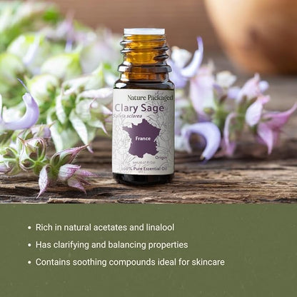Clary Sage Essential Oil - Direct from France - Steam Distilled - Aceite de Salvia Esclarea for Aromatherapy, Massage, Diffuser, DIY Candle and Soap Making - 8oz