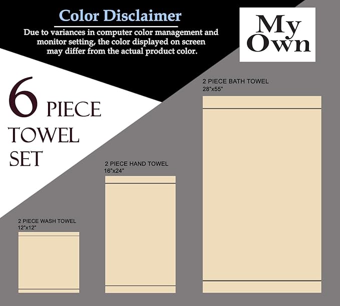 MyOwn Ultra Soft 6 Pack Cotton Towel Set, Contains 2 Bath Towels 28x55 inch, 2 Hand Towels 16x24 inch & 2 Wash Coths 12x12 inch, Ideal Everyday use, Compact & Lightweight - Hot Pink