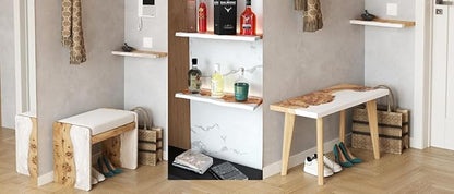 RWA Live Edge Floating Shelf – Unique Wood Floating Shelf for Wall Decor, Living Room, Bedroom, or Bathroom – Stylish Decorative Wall Shelves for Home & Office (Platinum, 24x7)