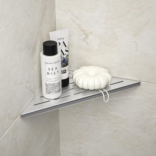 Corner Shower Shelf 10" Brushed 304 Stainless Steel Slot Design Recessed Corner Shelf Bathroom Grout in Shelf for Tiled Wall