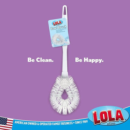 LOLA Toilet Bowl Brush w/Curved Head, 4 Pack, Coated Wire, Durable Poly Bristles, Reaches Under Toilet Bowl Rim