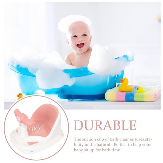 Bath Seat with Suction Cups for Stability Non-Slip Shower Chair Comfortable Sit-up Support Bathtub Seat for Newborns and Boy Girl Bathing Essential in Pink