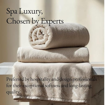 Italic Serene Ultraplush Cotton Towel Set, 4-Piece, 2 Bath Towels + 2 Hand Towels, Sand, Large, 800GSM, 100% Cotton, Heavy Duty, Resort Grade Towels (Sand)